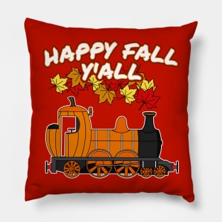 Happy Fall Y'All Steam Train Pumpkin Railroad Trains Pillow