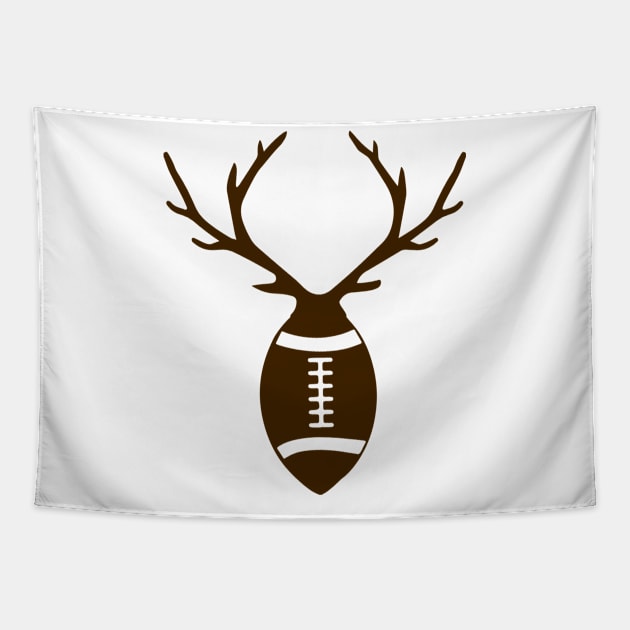 Christmas Football With Reindeer Antlers Tapestry by StacysCellar