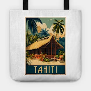 Tahiti French Polynesia Vintage Travel Art Poster Tote