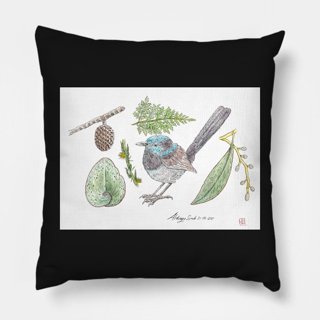 Aldinga Scrub Conservation Park 21 June 2021 Bioscape Pillow by bangart