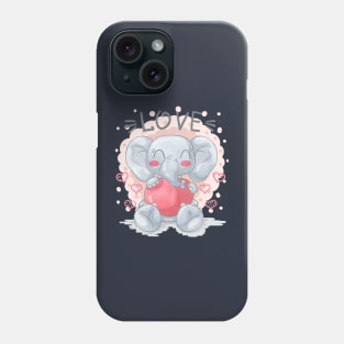 elephant love cartoon Phone Case