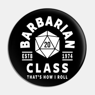 BARBARIAN CLASS DUNGEON GAME MASTER DRAGONS DICE GAME DND D20 D&D DM Pin