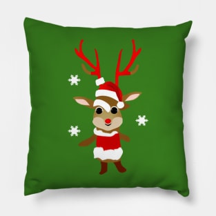 Cute Little Reindeer in a Santa Suit Pillow