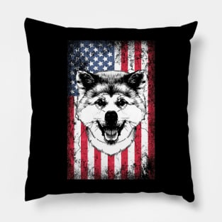 Patriotic Shiba Inu American Flag Pillow