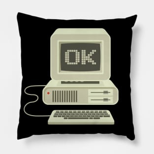 OK Computer: Retro Computer Screen with 16 Bit Text Pillow