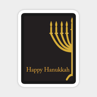 Happy Hanukkah greeting with Golden Menorah illustration on Black background Magnet