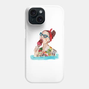 Summer vibes. Hand painted design in watercolor and color pencils Phone Case