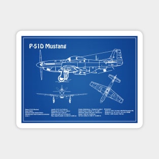 North American P-51D Mustang Airplane Blueprint - AD Magnet