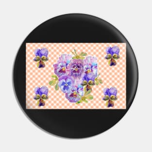 Shabby Chic Purple Pansy floral Pink Pattern Pin