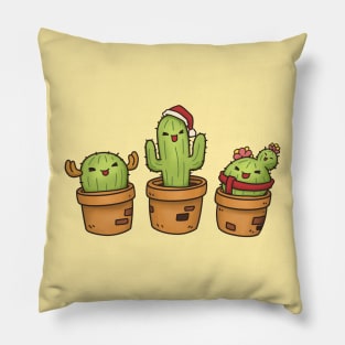 Cute and Happy Christmas Cactus Pillow