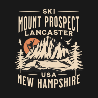 Mount Prospect ski and Snowboarding Gift: Hit the Slopes in Style at Lancaster, New Hampshire Iconic American Winter Mountain Resort T-Shirt