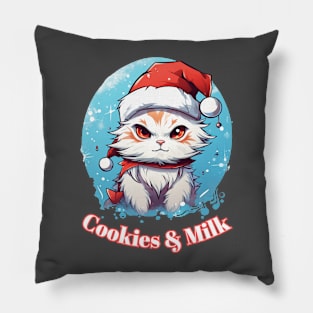 Cookies & Milk - Christmas Cat - Winter Holiday Pillow