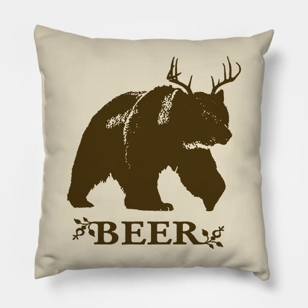 Bear Deer Funny Pillow by holiewd