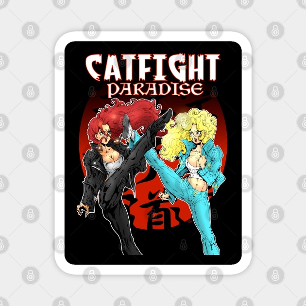 Catfight Paradise Magnet by Mr. Grimskar's Art