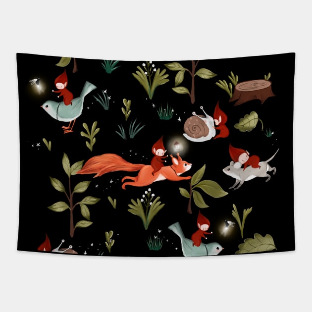 magic forest Tapestry by Petit Faon Prints