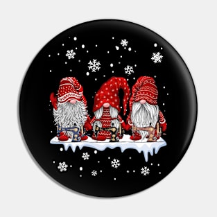 Gnomes Sewing And Quilting Christmas Pin