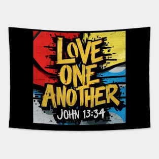 Love One Another Bible Verse Art - John 13:34 Tapestry