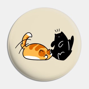 Playful Tabby and Black Cat Pin