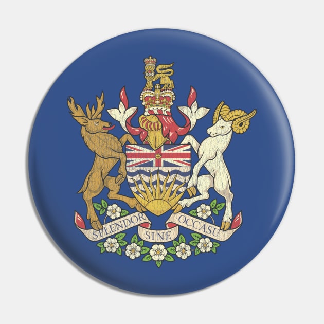 Vintage Distressed Coat of Arms British Columbia Pin by darklordpug