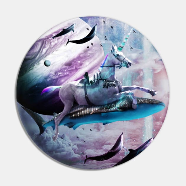 Unicorn Riding Shark In Space Pin by Random Galaxy