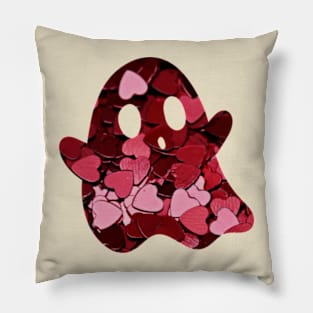 Valentines Red Hearts Ghost Pillow