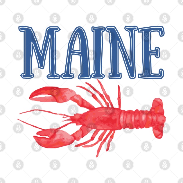 Maine Watercolor Lobster - Maine Lobster by emrdesigns