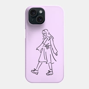 Minimalist lineart girl walking Phone Case