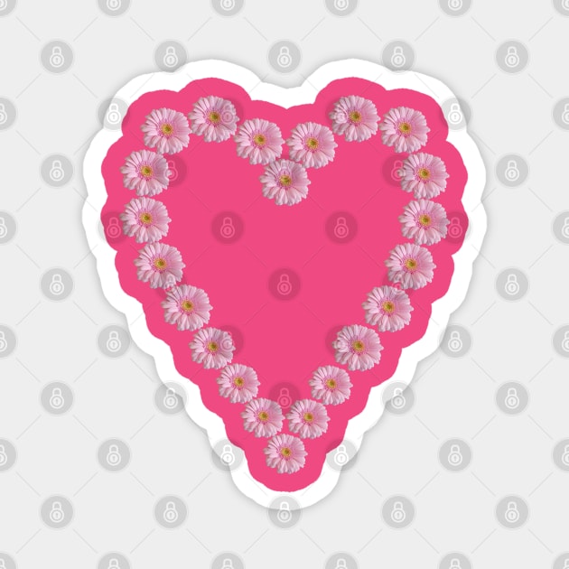 Pink Daisy Heart Valentines Day Gift Magnet by ellenhenryart