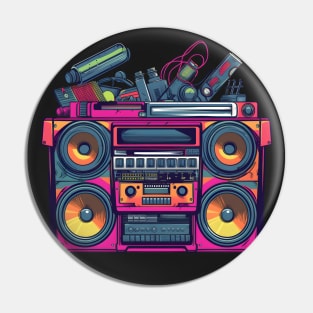 Ghetto Blaster Boom Box 80s Hip-Hop Stereo Pin