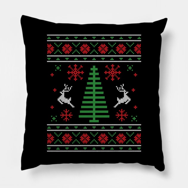 Knitted Pattern Ugly Christmas Sweater Pillow by BadDesignCo