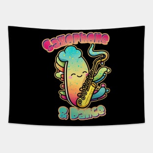 Saxy Rainbow Saxophone and Dance Player Tapestry