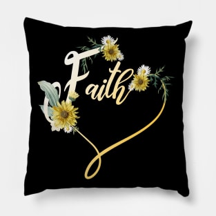 Daisy Sunflower Faith Heart Jesus Lover Gift Pillow