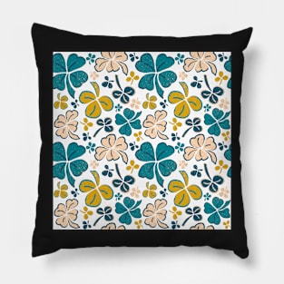 Copy of Green Lucky Clover Hand Drawn Pattern Pillow