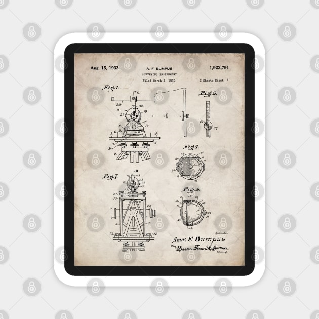 Surveying Patent - Surveyor Construction Builder Art - Antique Magnet by patentpress