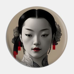 Beaux Animes Art, Ukiyo-e Irezumi Japanese Anime Girl Illustration Design Pin