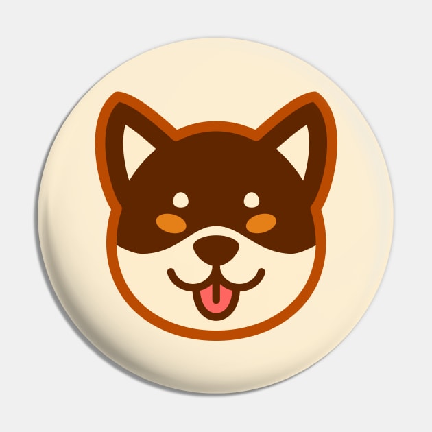 Brown Shiba: Eyes open tongue Pin by Red Wolf
