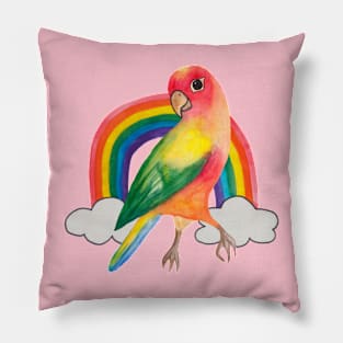 Colorful parrot with rainbow Pillow