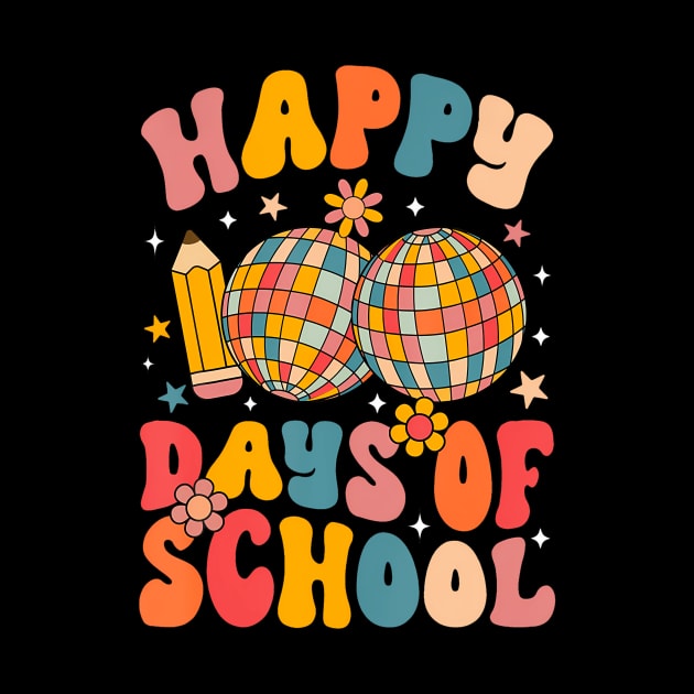 Happy 100 Days of School Retro Disco 100th Day Teacher Kids by Cristian Torres