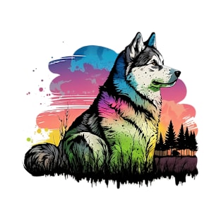 Colorful Husky T-Shirt