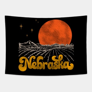 Vintage State of Nebraska Mid Century Distressed Aesthetic Tapestry