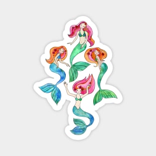 Merry Mermaids in Watercolor Magnet