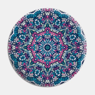 Colorful Mandala Aztec Pattern Indian Mexican Ethnic Oriental Rug Pin