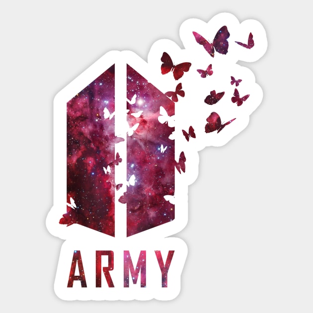 BTS Army logo with destructive butterfly (red galaxy) | Kpop Army