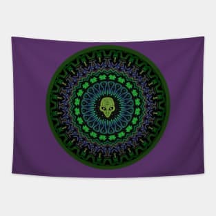 GREEN Alien Head Tapestry