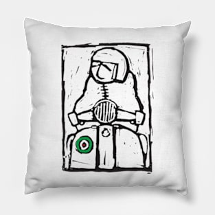 Classic Retro, Vintage,  Scooter, Scooterist, Scootering, Scooter Rider, Mod Art Pillow