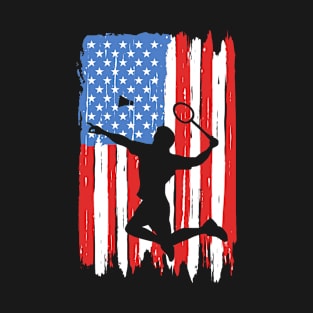 American Flag Badminton Graphic T-Shirt