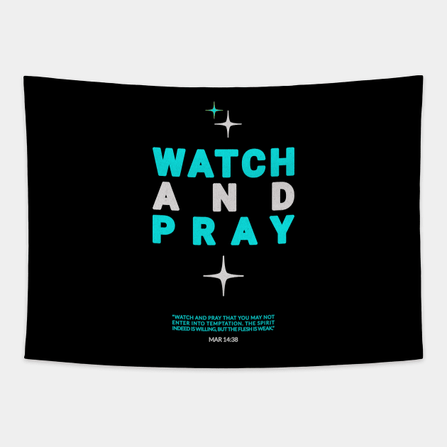Watch and Pray Christian Message Streetwear Design - Blue Tapestry by Inspired Saints