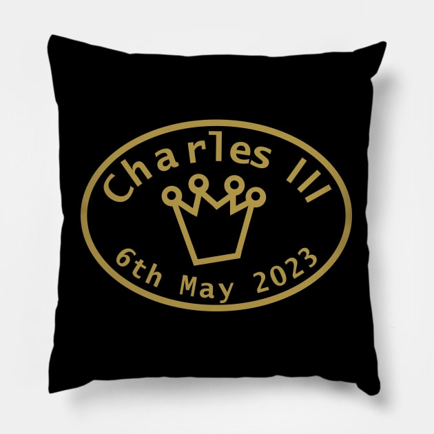 King Charles III Coronation May 6th 2023 Pillow by ellenhenryart