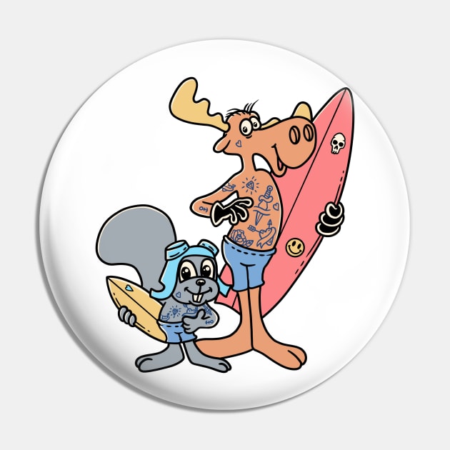 Rocky and bullwinkle surfing Pin by something_kind