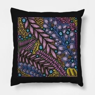 Lovely Leafy Layers - Purple, Blue, and Yellow - Digitally Illustrated Flower Pattern for Home Decor, Clothing Fabric, Curtains, Bedding, Pillows, Upholstery, Phone Cases and Stationary Pillow